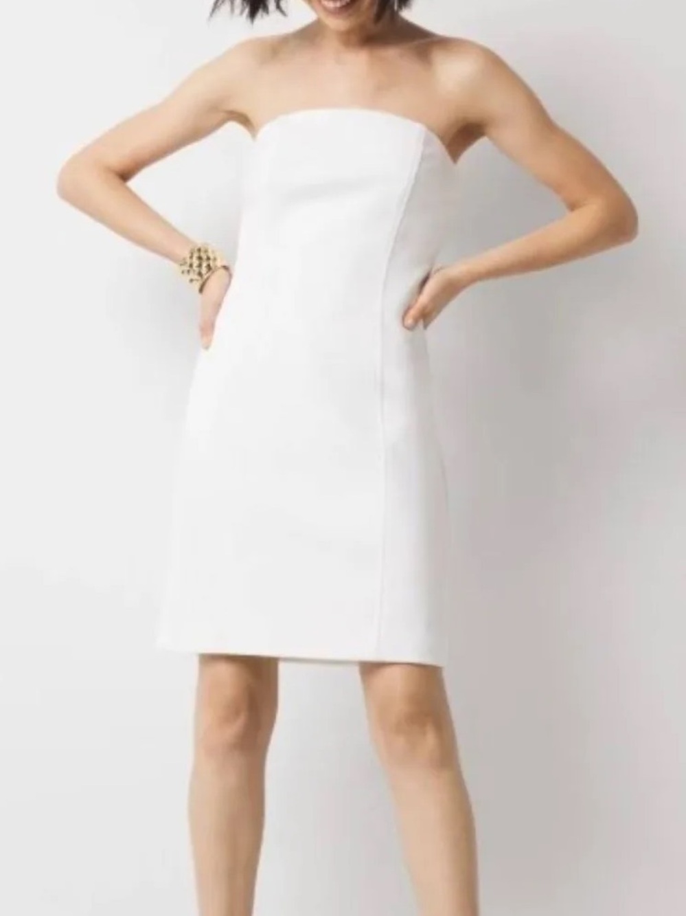 WHBM Strapless Mini Dress.  Ecru.  Size 6